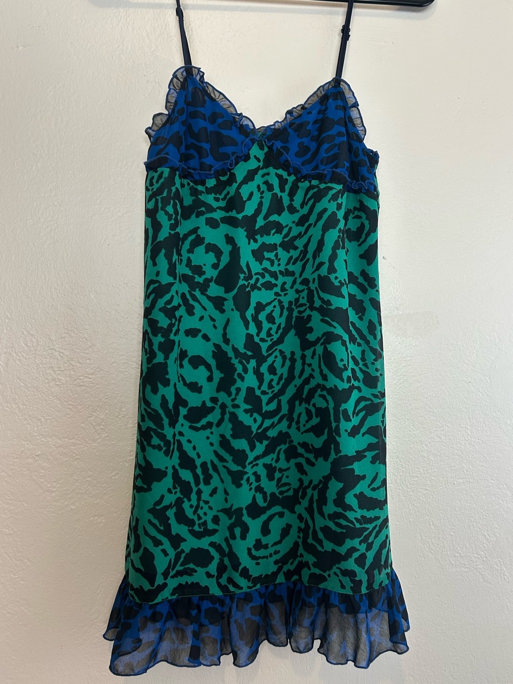 MOUSSY Animal Print Ruffle Mini Slip Dress NWT